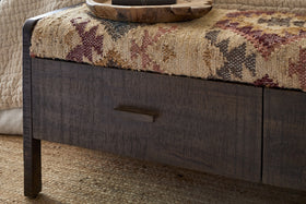 Barir Mango Wood Upholstered Storage Bench - Chocolate Brown