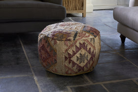 Barir Kilm Upholstered Pouf - Multi