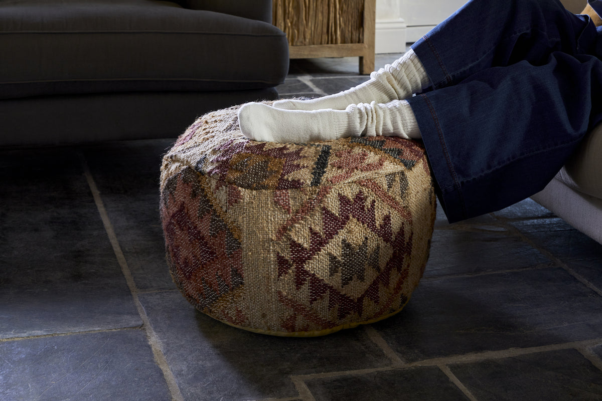 Barir Kilm Upholstered Pouf - Multi