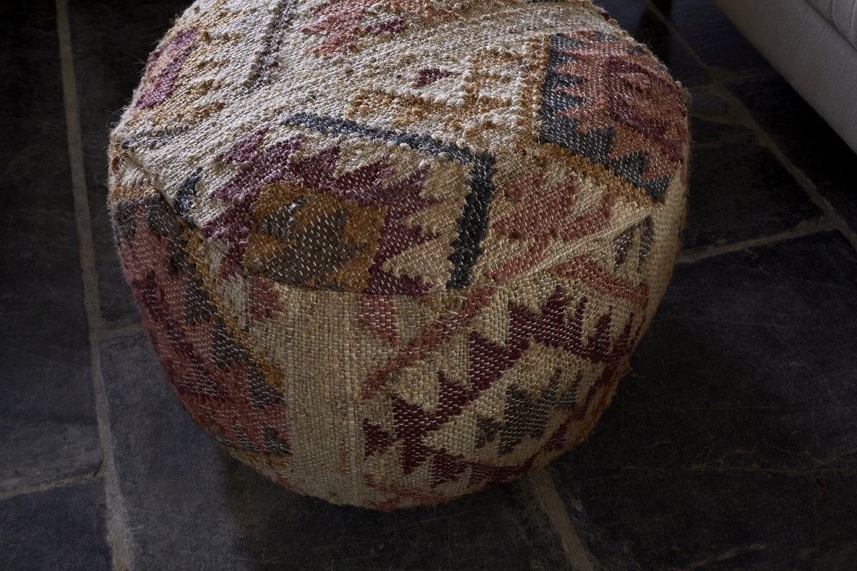 Barir Kilm Upholstered Pouf - Multi