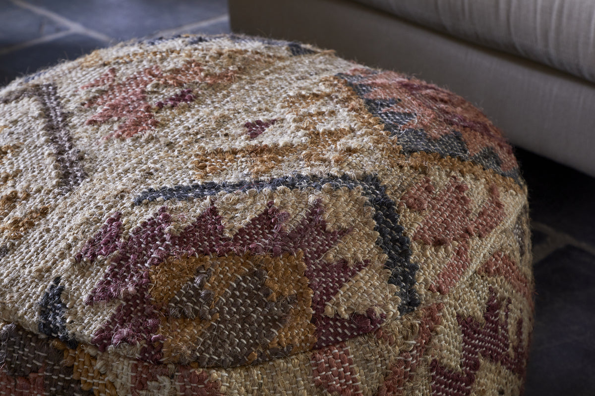 Barir Kilm Upholstered Pouf - Multi