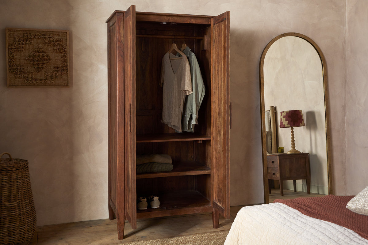 Anbu Acacia Wardrobe - Washed Walnut