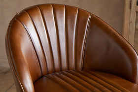 Lal Leather Swivel Counter Chair - Aged Tan
