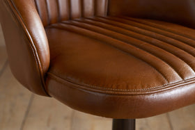 Lal Leather Swivel Counter Chair - Aged Tan