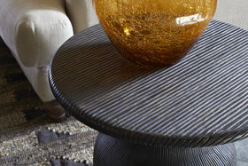 Vivan Grooved Side Table - Charcoal
