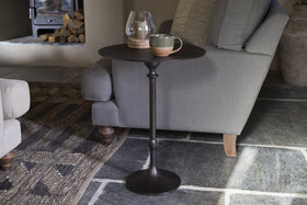 Lahar Cast Metal Tall Side Table - Aged Black