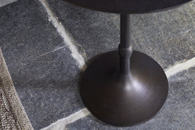 Lahar Cast Metal Tall Side Table - Aged Black