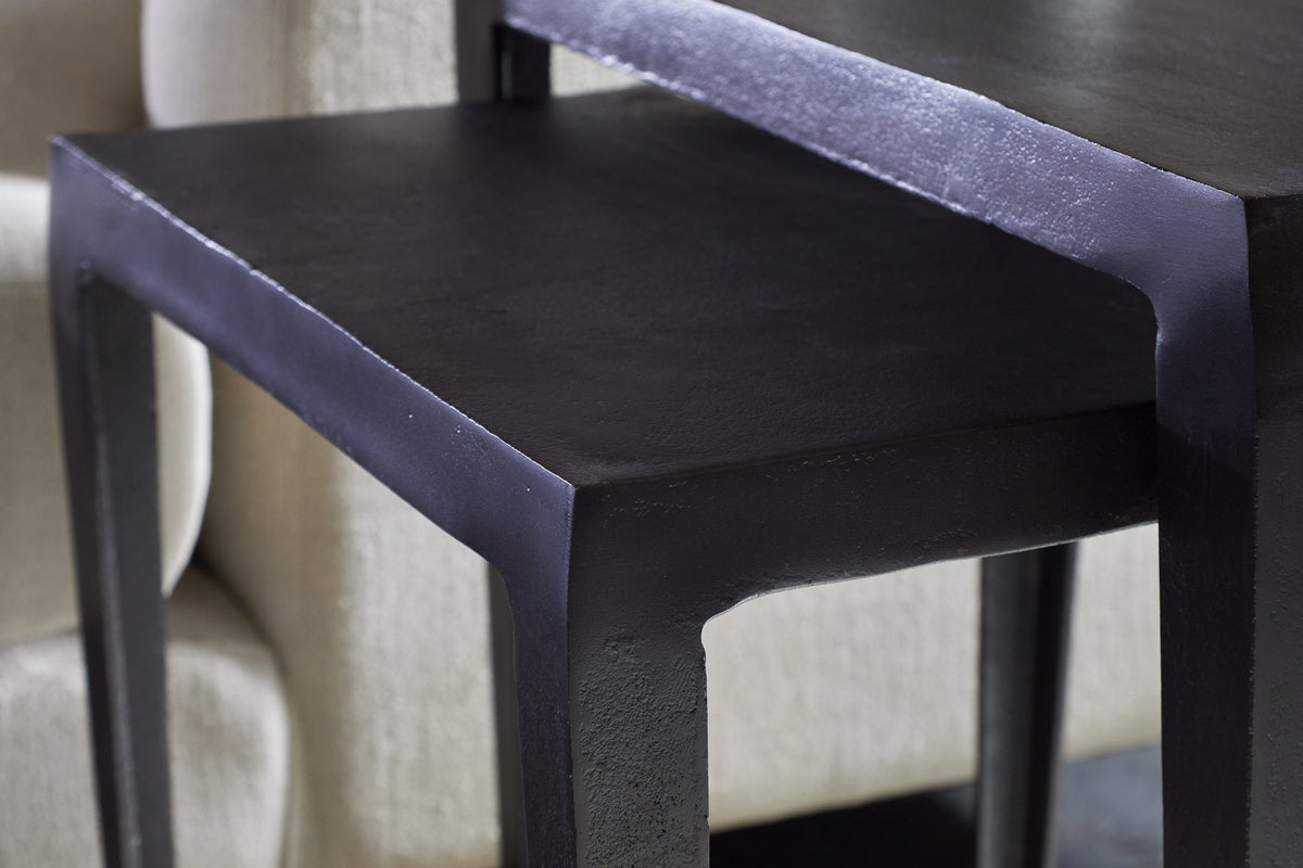 Jagan Cast Metal Nesting Side Tables - Aged Black - (Set of 2)