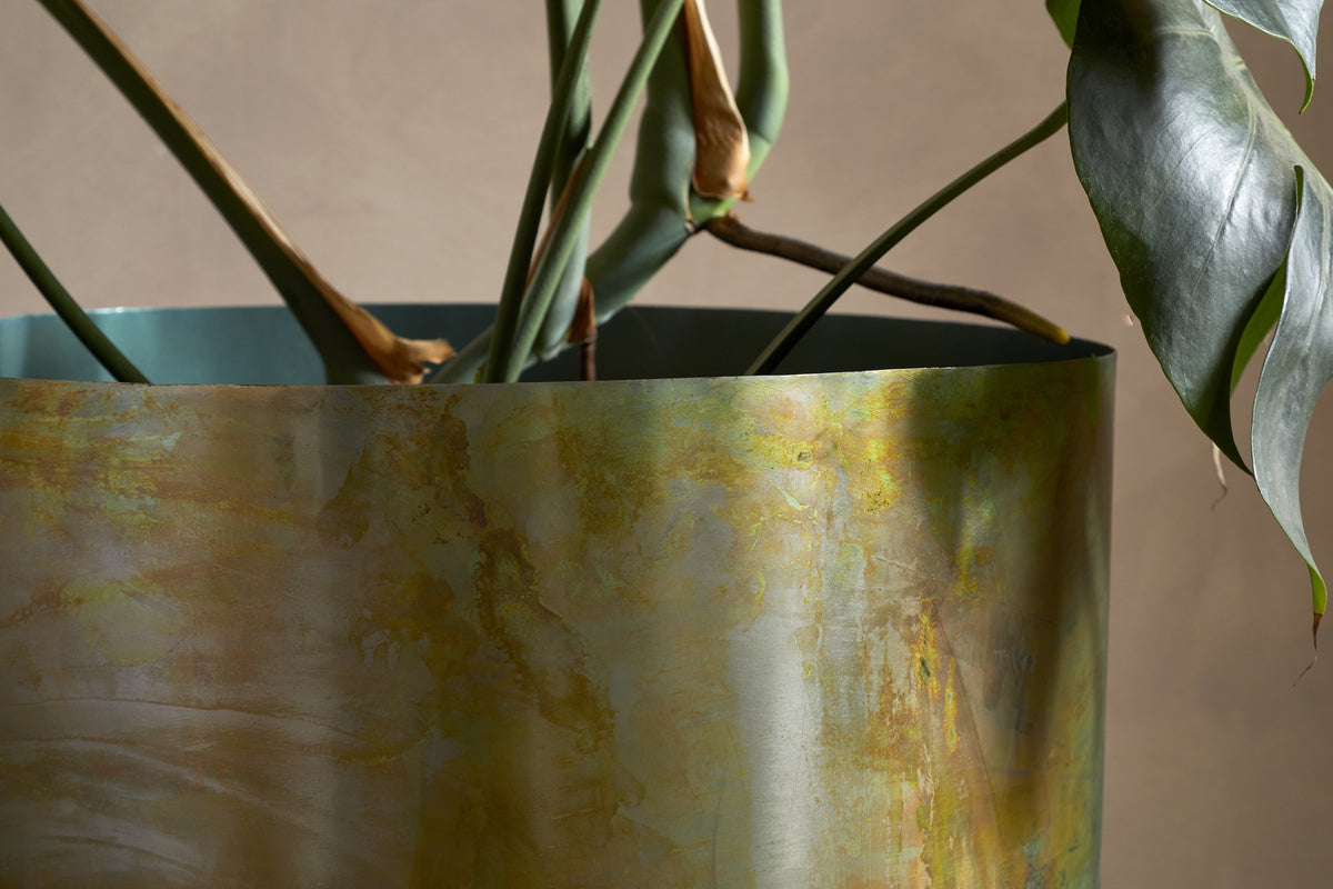 Jani Metal Planter - Oxidised Metal