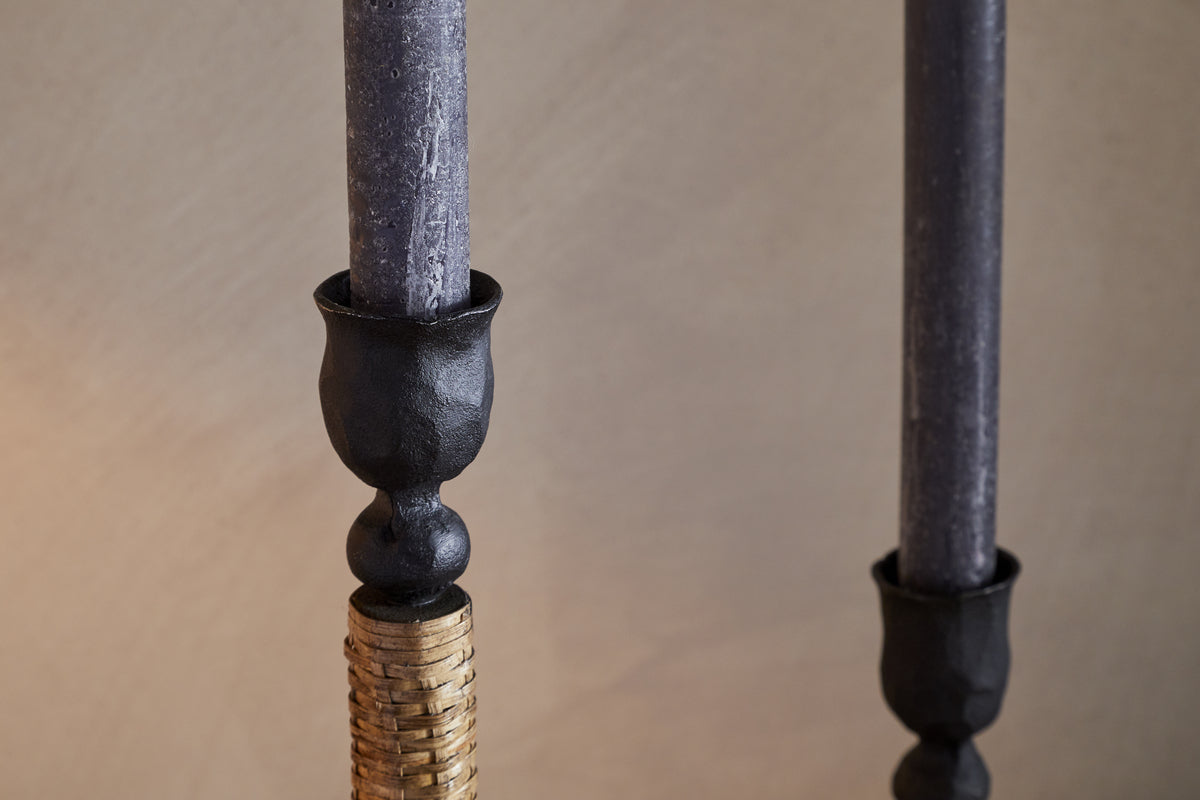 Musika Woven Candlestick - Black & Natural