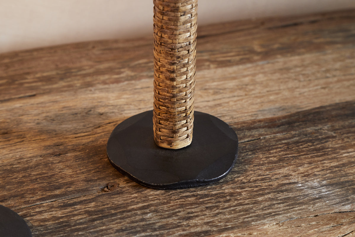 Musika Woven Candlestick - Black & Natural