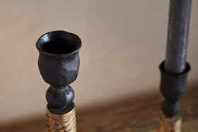 Musika Woven Candlestick - Black & Natural