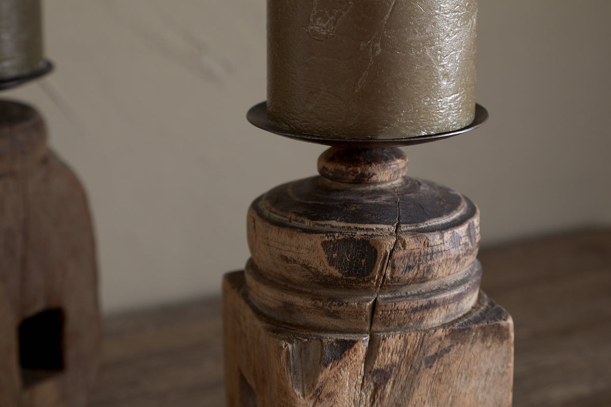 Rana Reclaimed Candle Holder - Reclaimed Wood & Iron