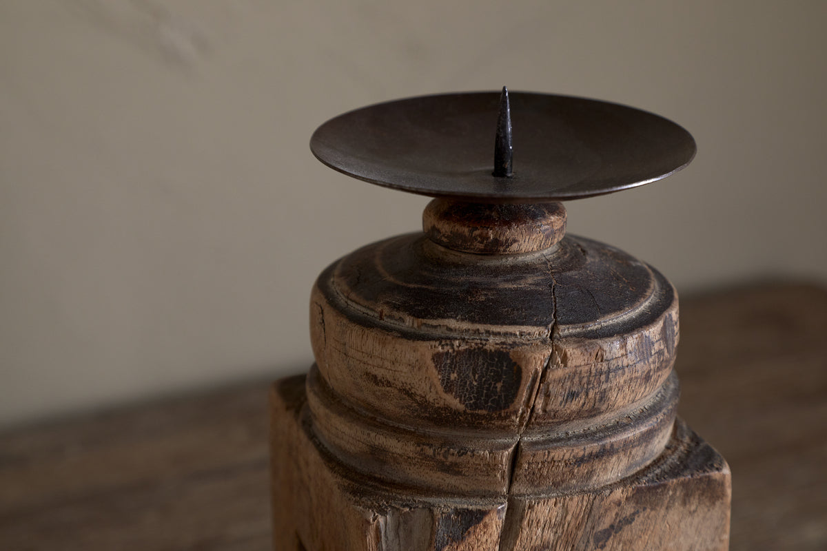 Rana Reclaimed Candle Holder - Reclaimed Wood & Iron