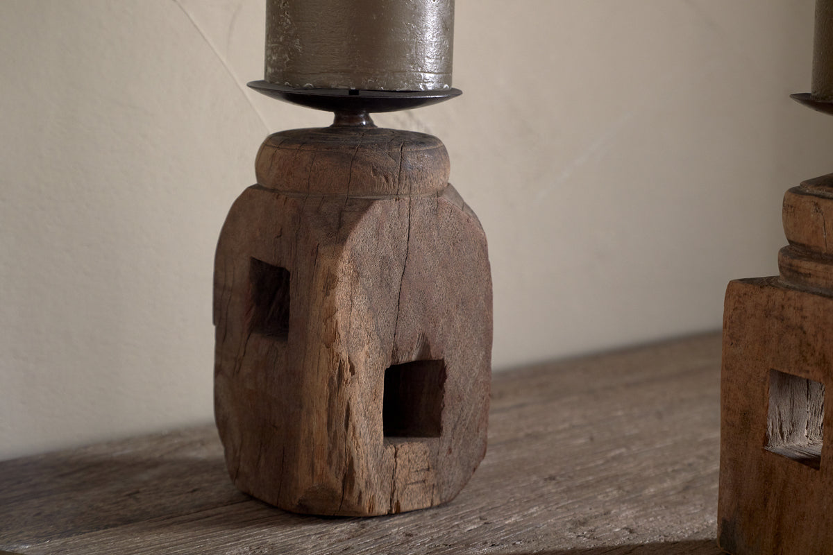 Rana Reclaimed Candle Holder - Reclaimed Wood & Iron