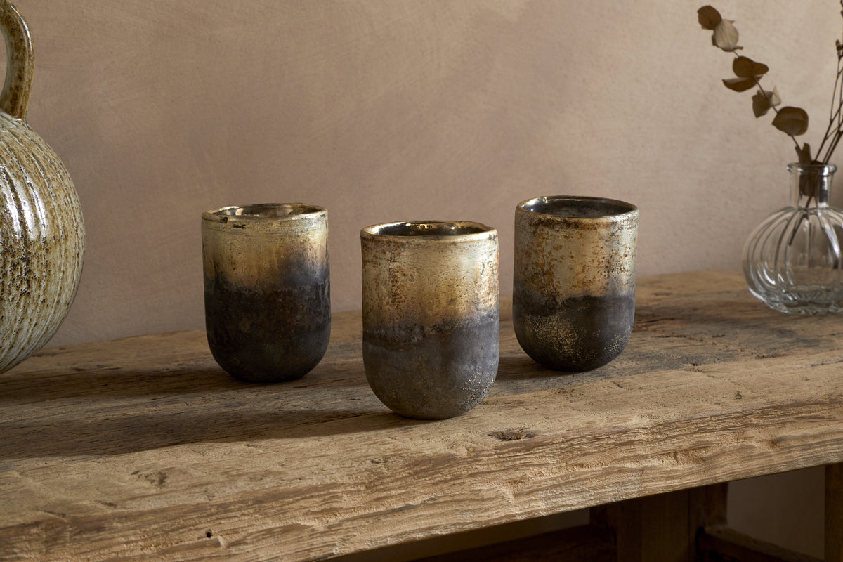 Furaha Tealight Holders - Frosted Black - Small (Set of 3)