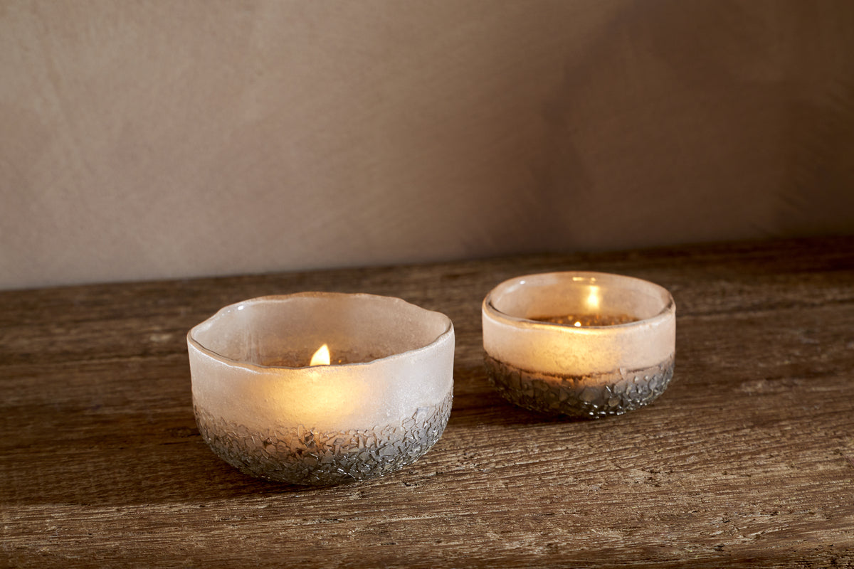 Riyara Recycled Glass Tealights - Silver Sparkle - (Set of 2)