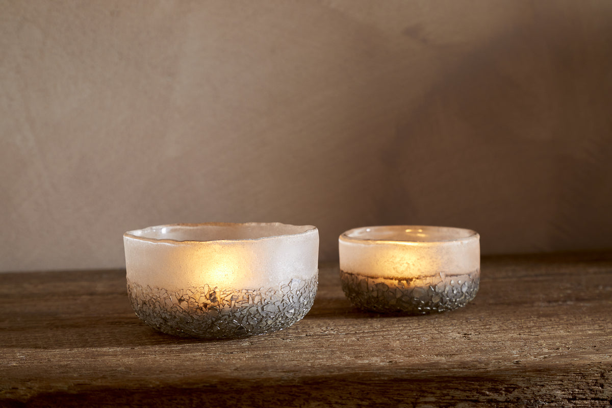 Riyara Recycled Glass Tealights - Silver Sparkle - (Set of 2)