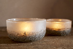 Riyara Recycled Glass Tealights - Silver Sparkle - (Set of 2)