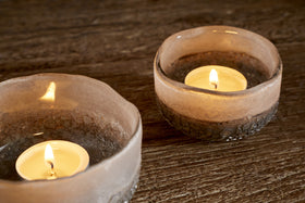 Riyara Recycled Glass Tealights - Silver Sparkle - (Set of 2)