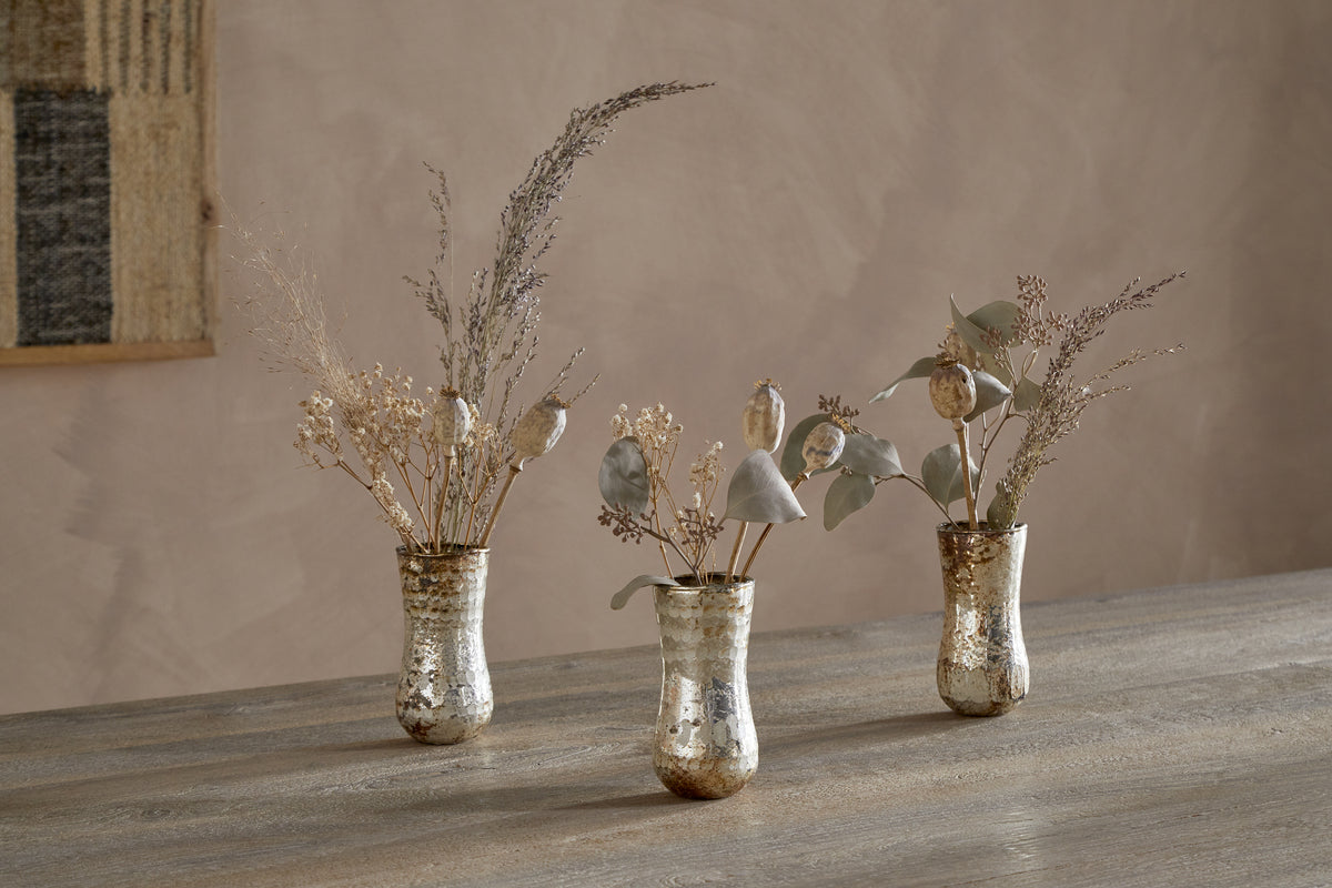 Rumi Recycled Glass Mini Vases - Silver Rust - (Set of 3)