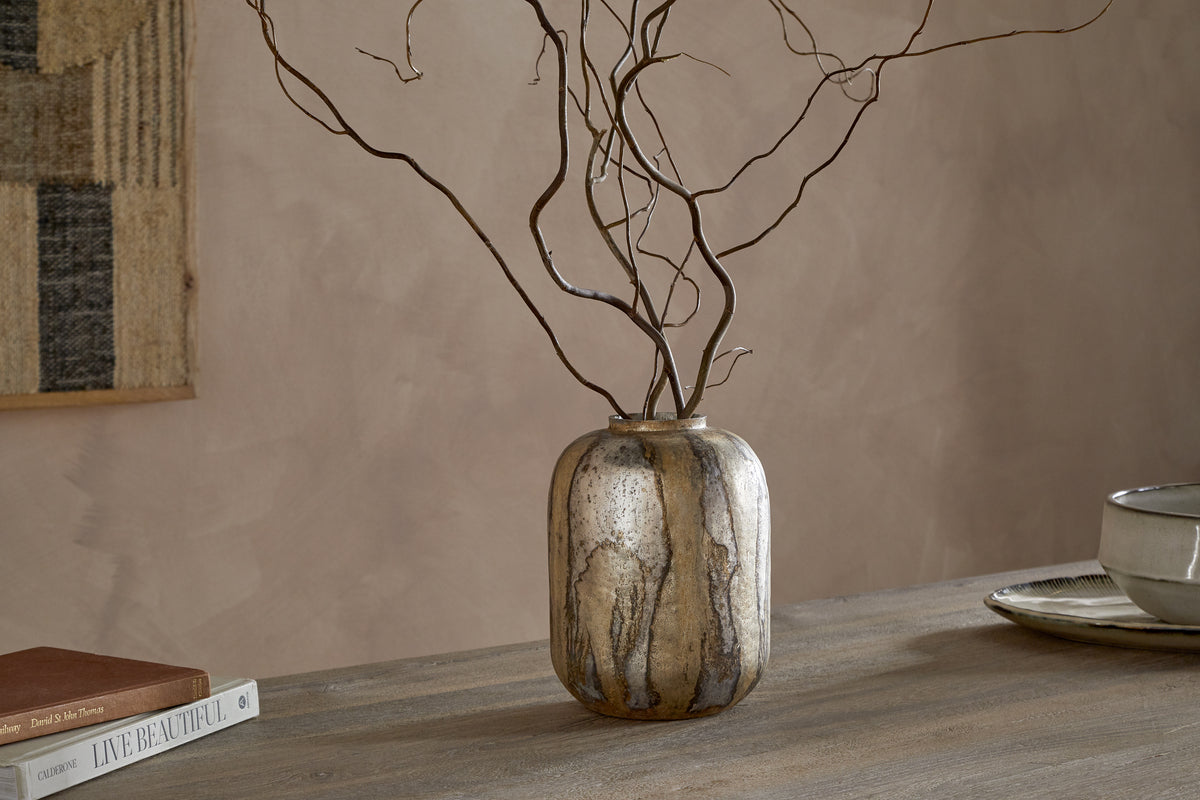 Hamira Recycled Glass Vase - Silver Rust