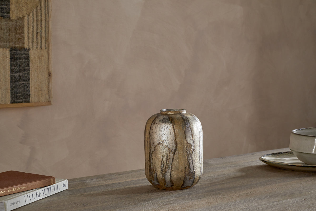 Hamira Recycled Glass Vase - Silver Rust