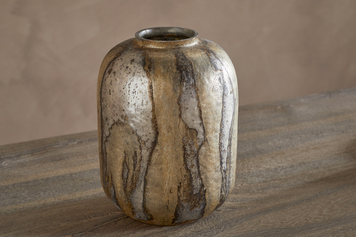 Hamira Recycled Glass Vase - Silver Rust