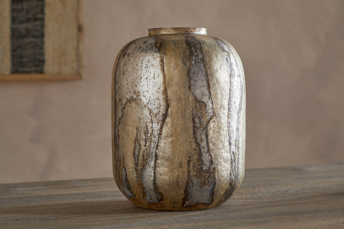 Hamira Recycled Glass Vase - Silver Rust