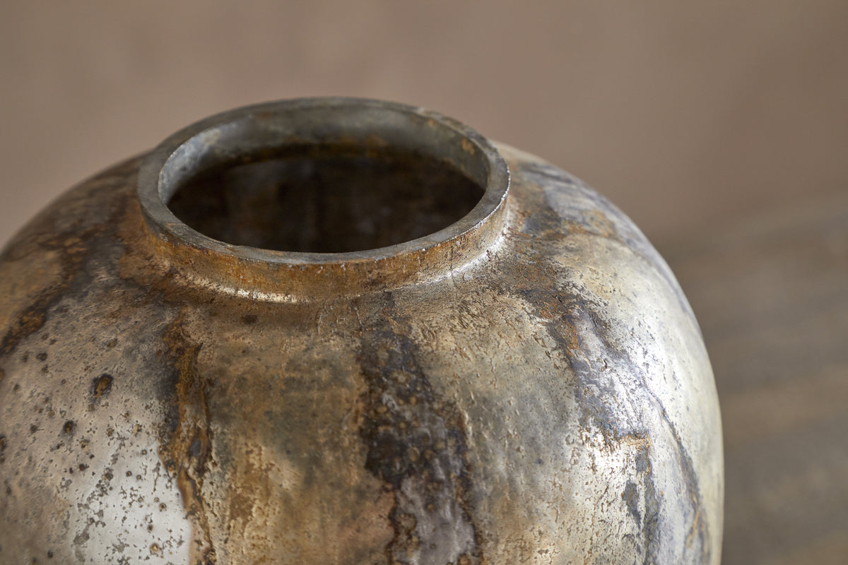 Hamira Recycled Glass Vase - Silver Rust