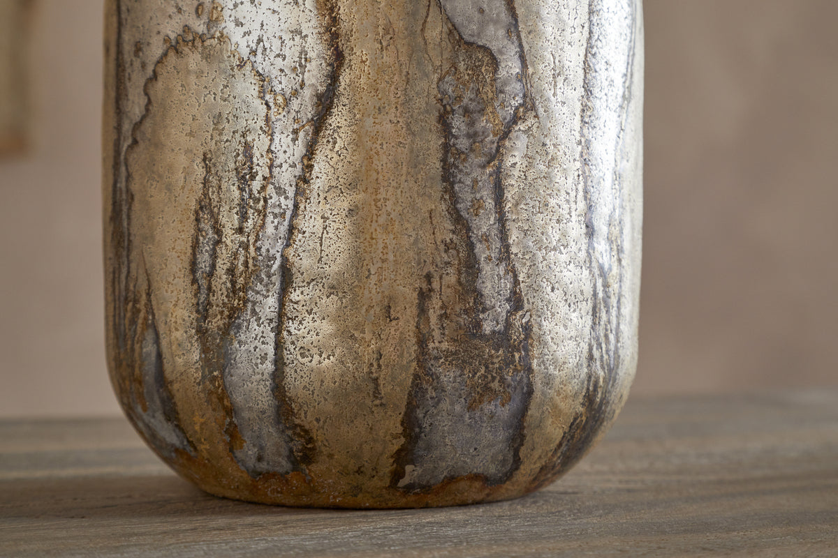 Hamira Recycled Glass Vase - Silver Rust