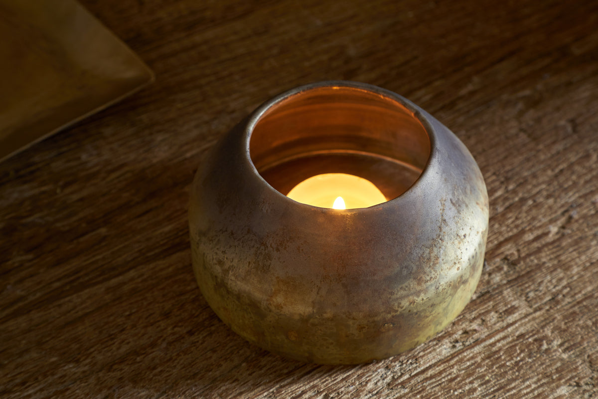 Singal Candle Holder - Green Smoke