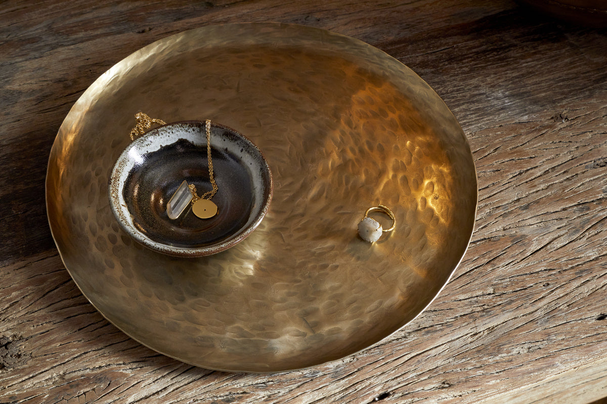 Oorja Round Tray - Brass