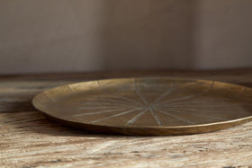 Amai Etched Round Tray - Brass