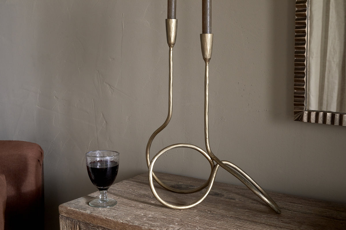 Ayee Twisted Candle Holder - Brass