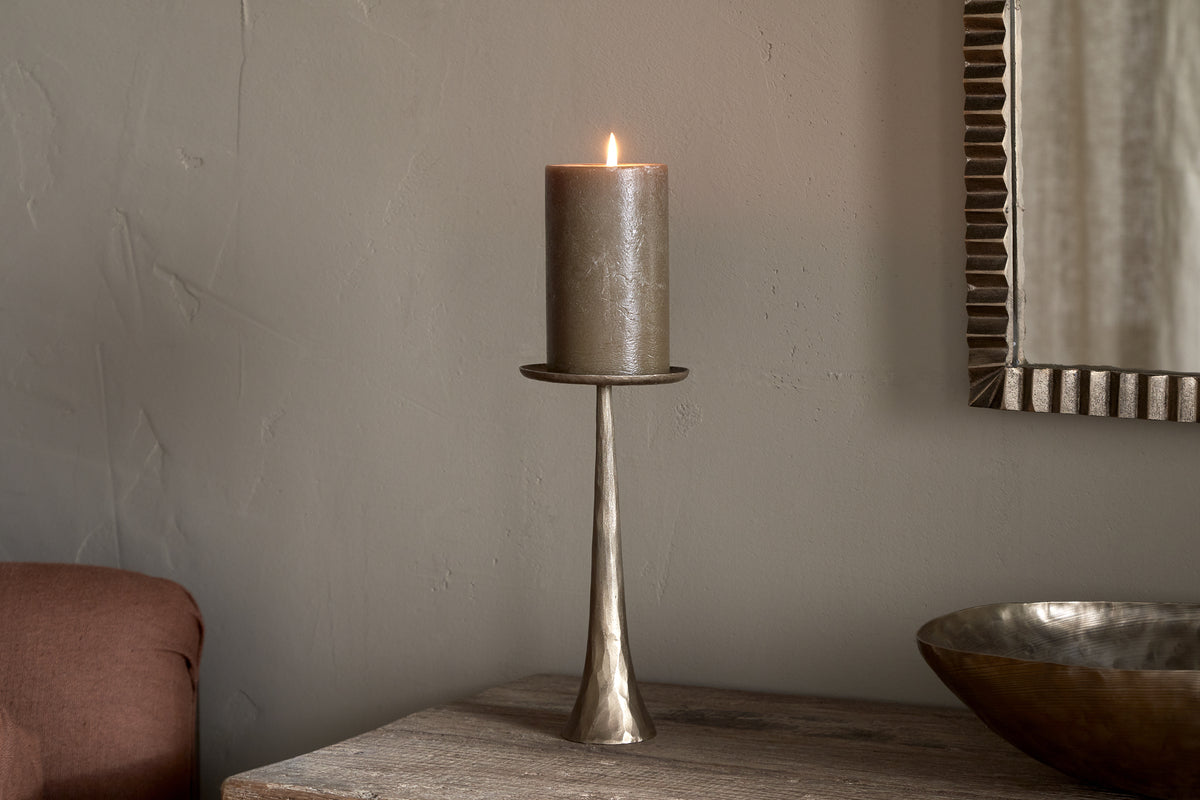 Lora Pillar Candle Holder - Brass