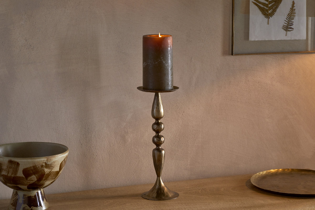 Ayo Pillar Candle Holder - Brass