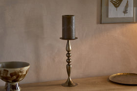 Ayo Pillar Candle Holder - Brass