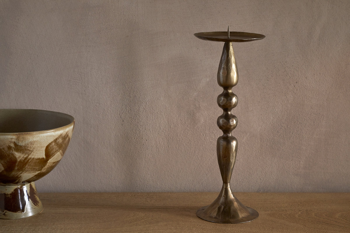 Ayo Pillar Candle Holder - Brass