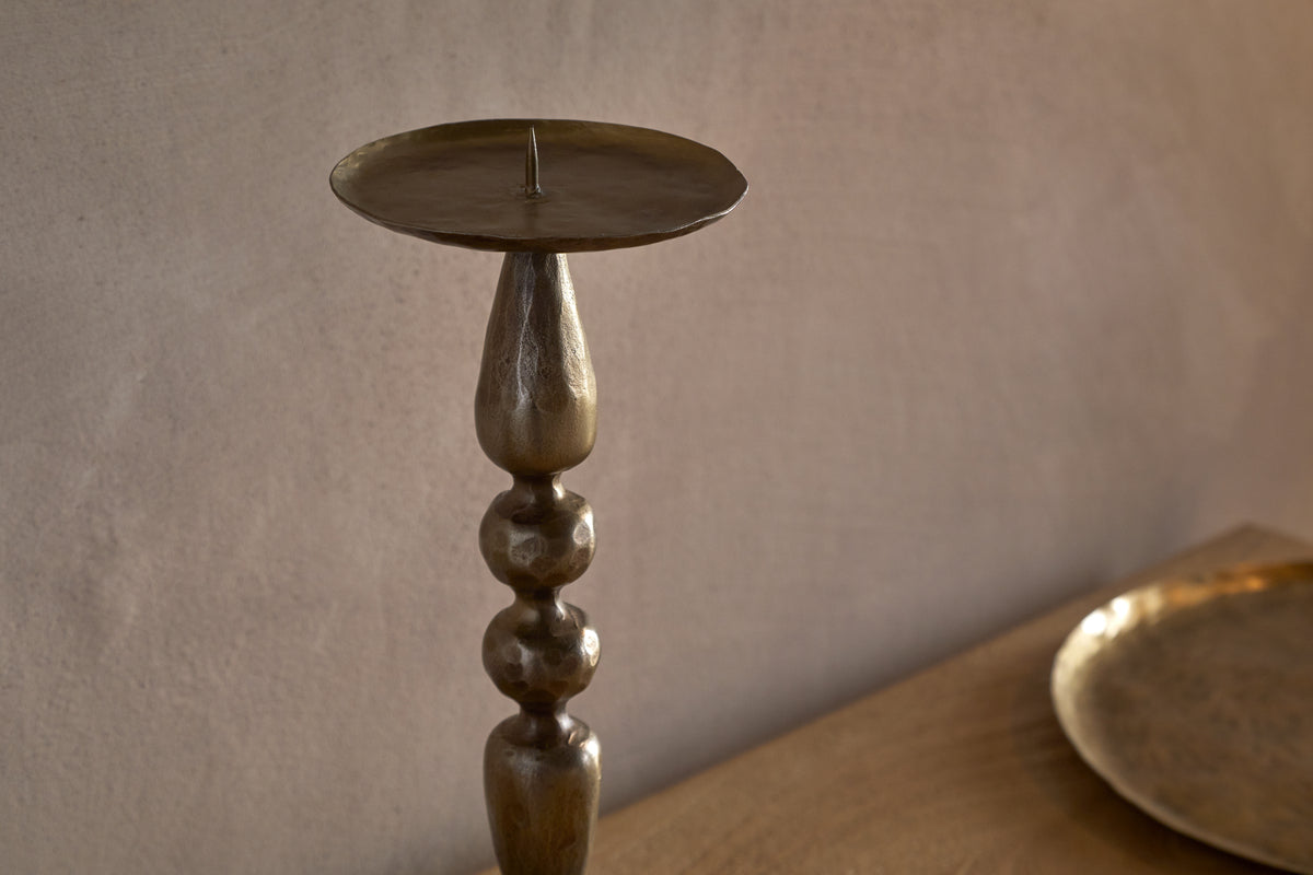 Ayo Pillar Candle Holder - Brass