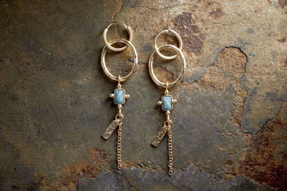 Tumari Amazonite Earrings - Gold