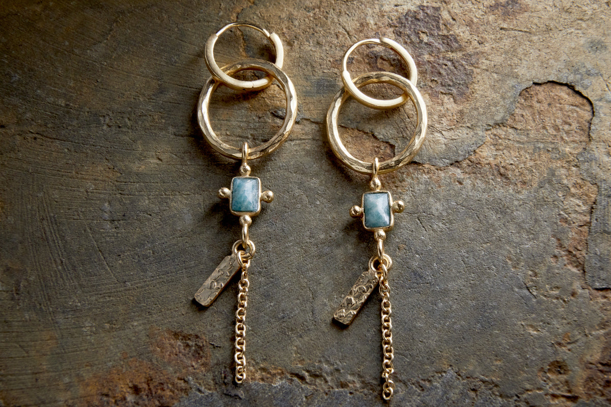 Tumari Amazonite Earrings - Gold