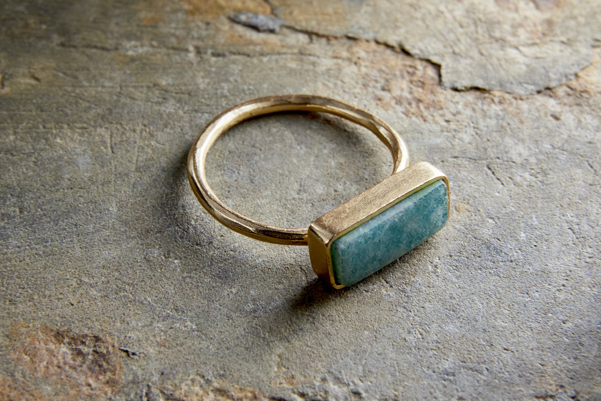 Damaia Amazonite Ring - Gold