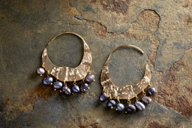 Parahu Grey Pearl Earrings - Gold