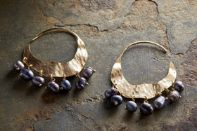 Parahu Grey Pearl Earrings - Gold