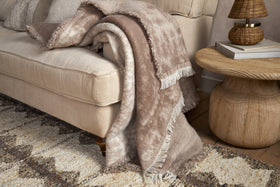 Kambali Disressed Wool Jacquard Throw - Natural - 130 x 200cm