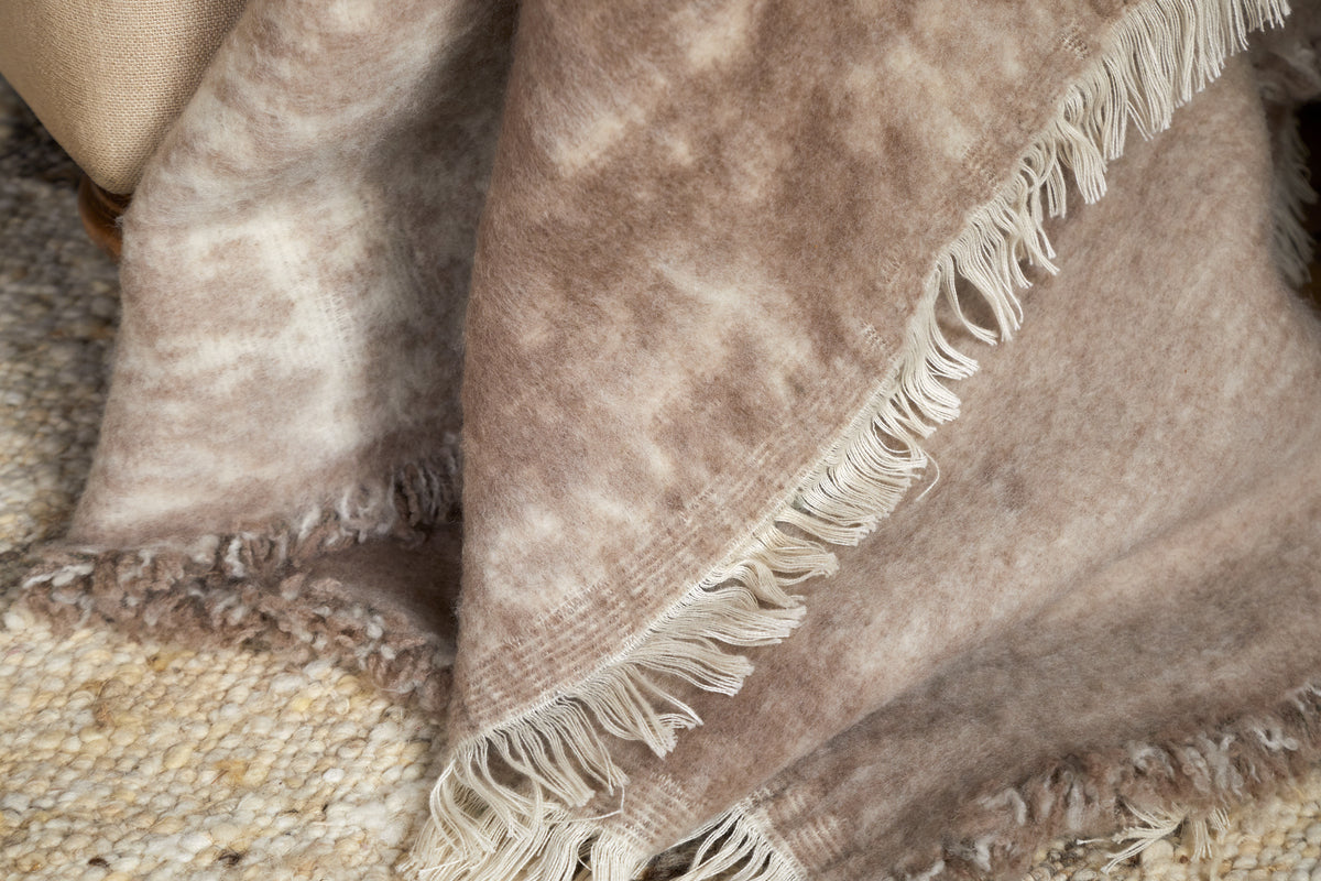 Kambali Disressed Wool Jacquard Throw - Natural - 130 x 200cm