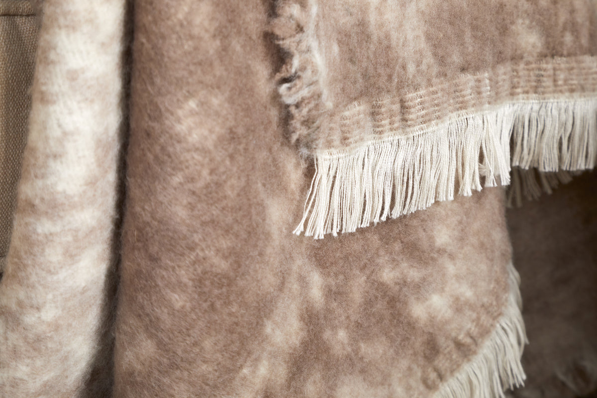 Kambali Disressed Wool Jacquard Throw - Natural - 130 x 200cm