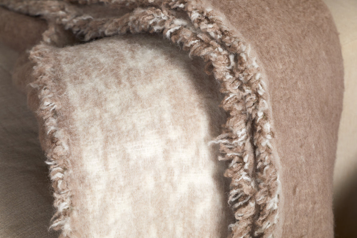 Kambali Disressed Wool Jacquard Throw - Natural - 130 x 200cm