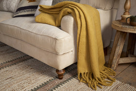 Velatu Fringed Merino Wool Throw - Ochre